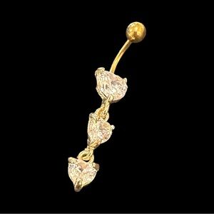 Belly Ring Heart Shaped Crystal Drop